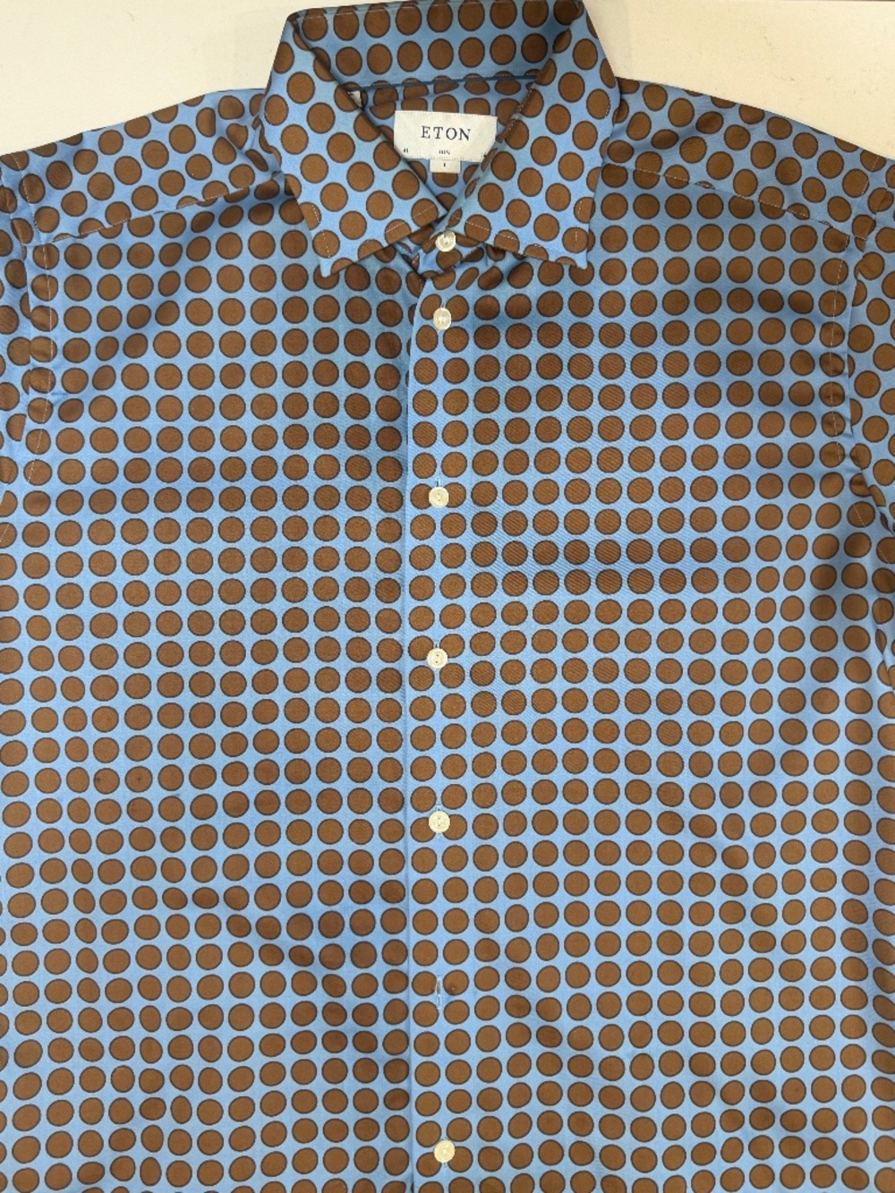 ETON BLUE-POLKA DOT SLIM SC SHIRT SIZW 16
